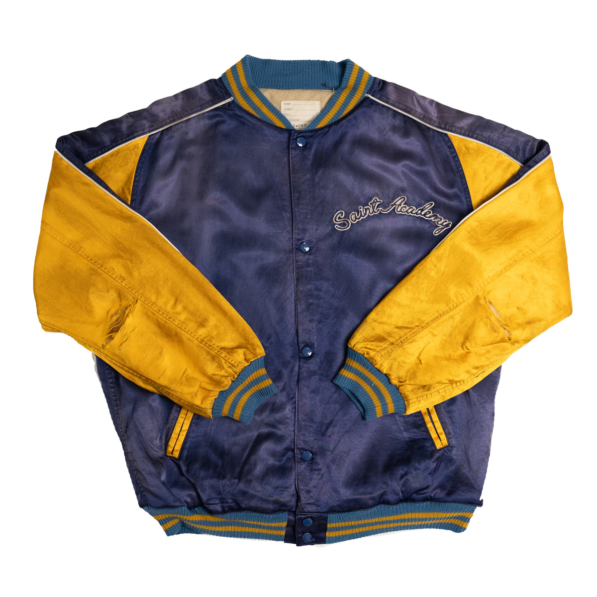 Saint Michael x Shermer Academy Stadium Jacket In Navy | CNTRBND