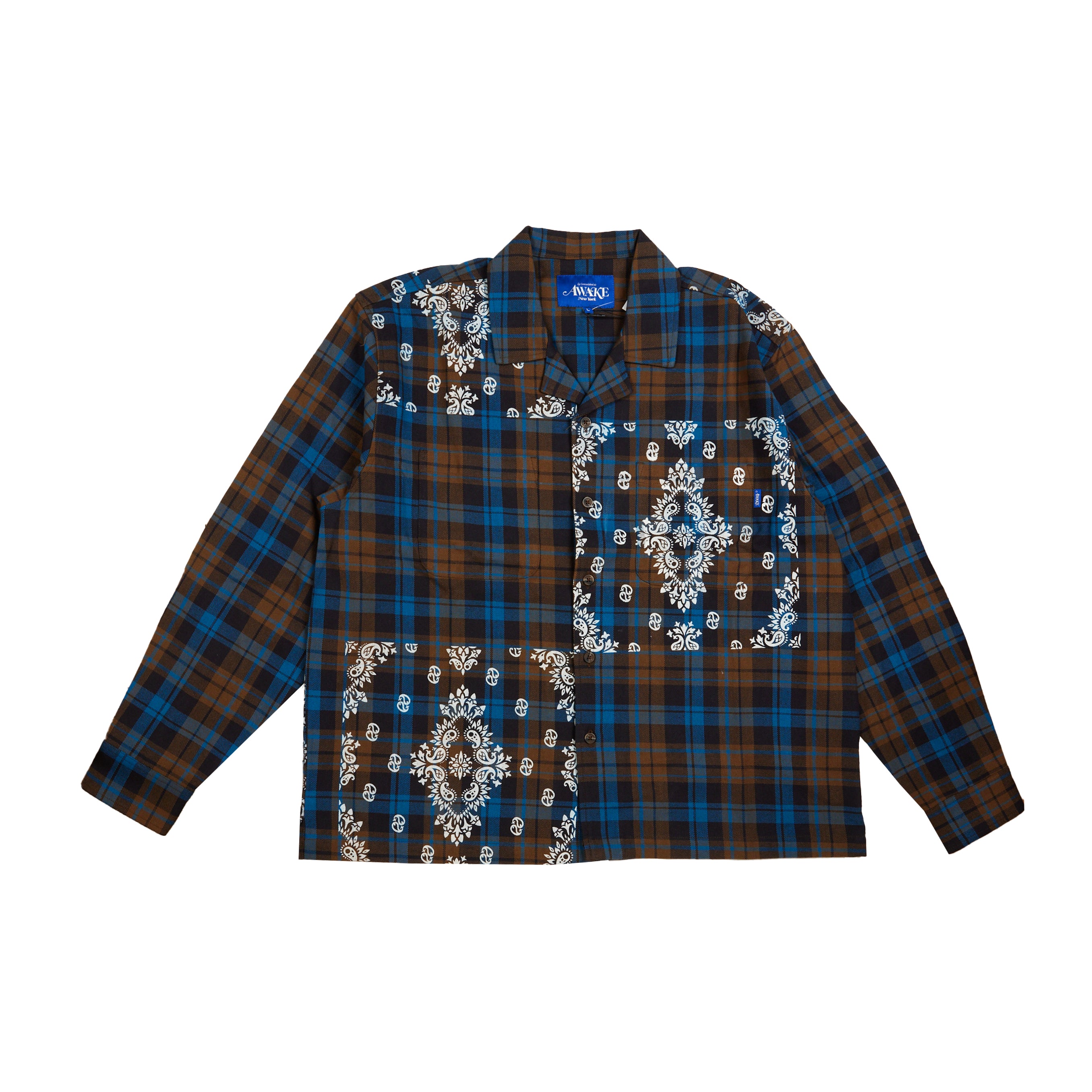 AWAKE NY Paisley Printed Flannel Shirt In Brown