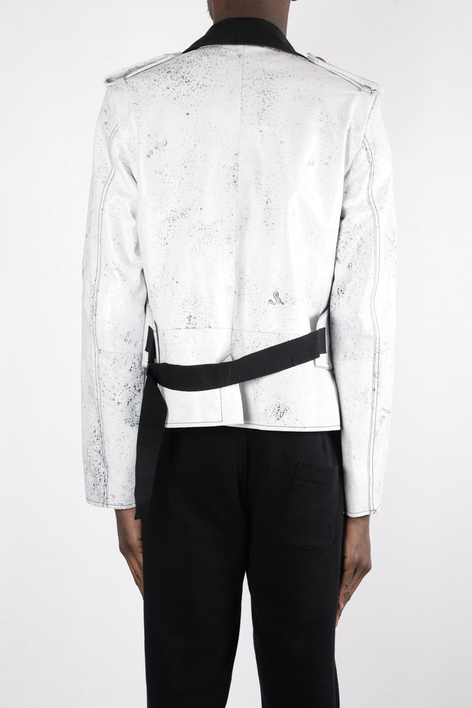 Ann Demeulemeester Cawston Leather Jacket In Black/White | CNTRBND