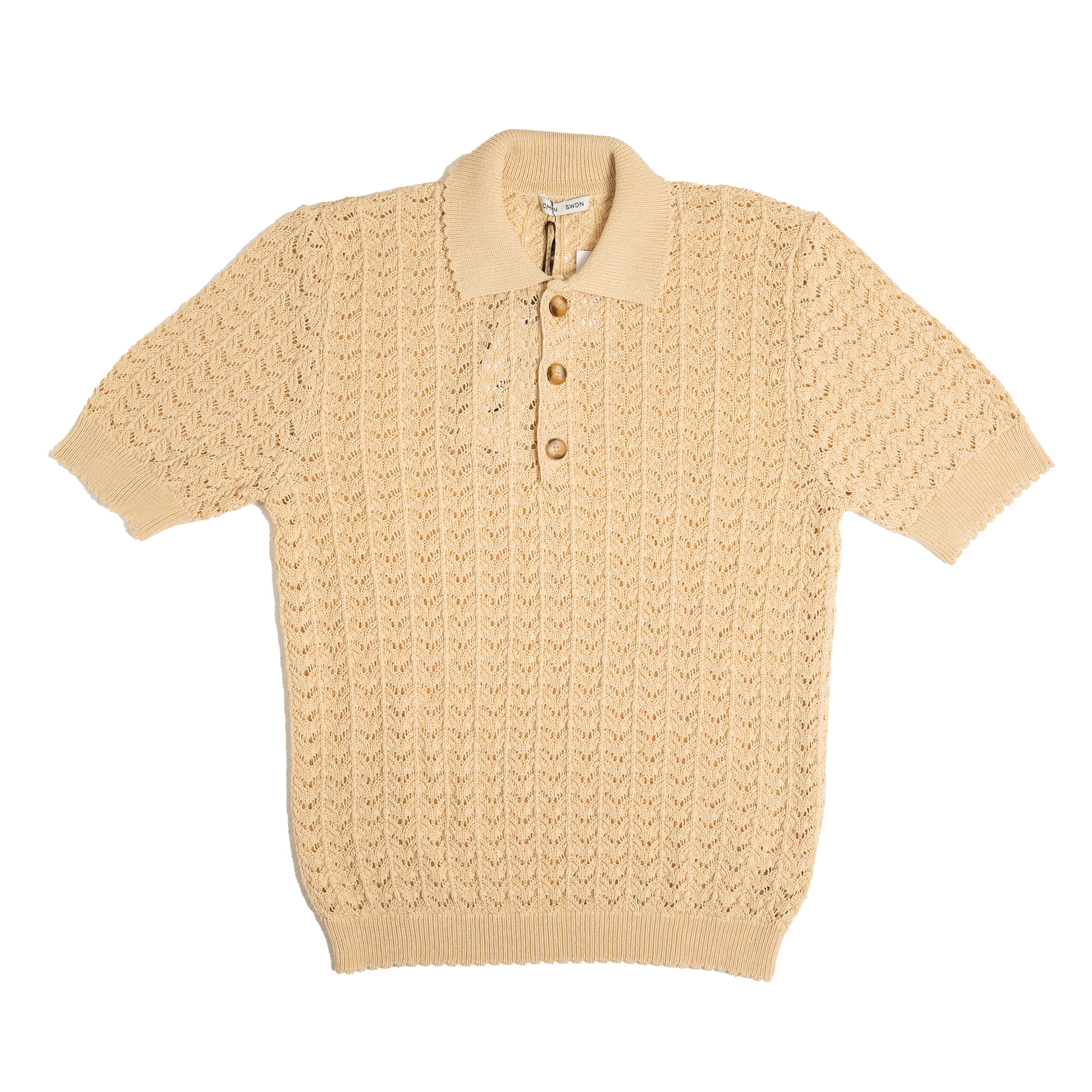 CMMN SWDN Curt Lace Polo In Ecru